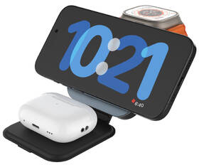 Bezdrátová nabíječka FIXED MagFlex Alu 3v1 černá barva
