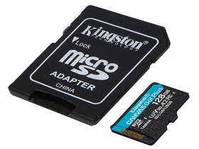 Paměťová karta Kingston MicroSDXC 128GB U3 UHS-I (200R/100W) + adaptér 

 obrázek produktu 1 z 4