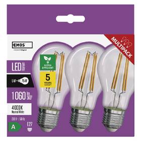 Žárovka LED EMOS Filament klasik, 5W, 1060lm, E27, neutrální bílá (3 ks) 

 obrázek produktu 4 z 13