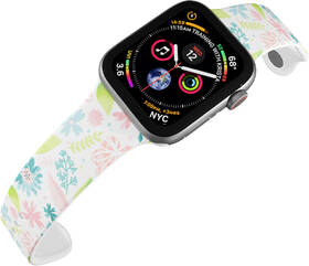 Řemínek Mi-Band na Apple Watch 42/44/45/49 mm - motiv Květy a větvičky, bílý 

 obrázek produktu 3 z 3