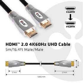 Kabel Club3D HDMI 2.0, High Speed 4K, 5m šedý

 obrázek produktu 2 z 3