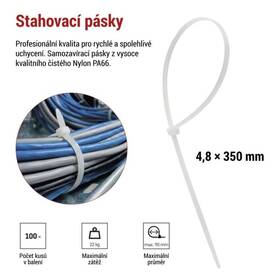 Stahovací pásky EMOS 350×4,8MM, 100KS bílé

 obrázek produktu 6 z 10