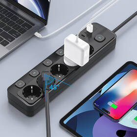 Kabel prodlužovací Viking 5× zásuvka, 1× USB, 2× USB-C, 1,5m černý

 obrázek produktu 2 z 5