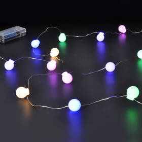 Vánoční osvětlení Solight řetěz - barevné koule, 20x LED, 2m, 2x AA 

 obrázek produktu 2 z 3