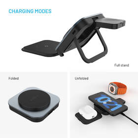Bezdrátová nabíječka FIXED MagFlex Alu 3v1 černá barva
