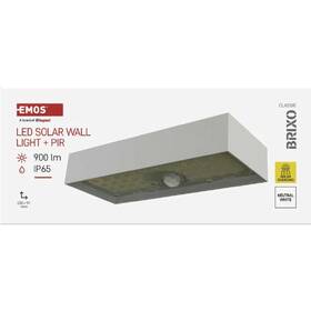 Nástěnné svítidlo EMOS BRIXO, 900lm, PIR, solární, neutrální bílá bílé

 obrázek produktu 4 z 5