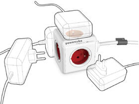 Kabel prodlužovací Powercube 5x zásuvka, 3m bílý/červený

 obrázek produktu 2 z 4