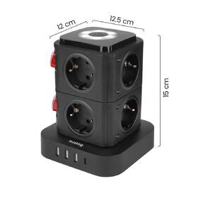 Kabel prodlužovací Huslog 15W 8xzásuvka, 1xUSB-C, 3xUSB, 1x LED světlo černý

 obrázek produktu 9 z 9