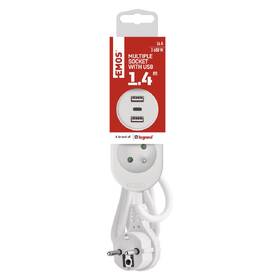 Kabel prodlužovací EMOS 2 x zásuvka, 2x USB, 1x USB-C, 1,4m bílý

 obrázek produktu 2 z 7