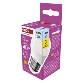Žárovka LED EMOS Classic mini globe, E27, 4,2W, studená bílá 

 obrázek produktu 3 z 3