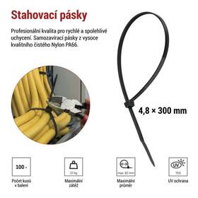 Stahovací pásky EMOS 300×4,8MM, 100KS černé

 obrázek produktu 5 z 10
