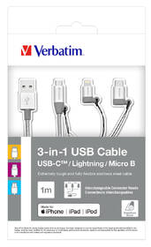 Kabel Verbatim USB/micro USB + USB-C + Lightning, 1m stříbrný

 obrázek produktu 5 z 5
