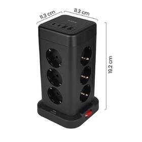 Kabel prodlužovací Huslog 15W 12xzásuvka, 2xUSB-C, 2xUSB černý

 obrázek produktu 8 z 8