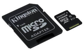 Paměťová karta Kingston MicroSDXC 256GB UHS-I U1 (80R/10W) + adapter 

 obrázek produktu 1 z 6