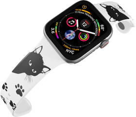 Řemínek Mi-Band na Apple Watch 42/44/45/49 mm - motiv Kočičák, bílý 

 obrázek produktu 3 z 3
