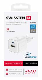 Nabíječka do sítě Swissten GAN 1x USB-C 35W PD + 1x USB-A 27W QC bílá

 obrázek produktu 1 z 1