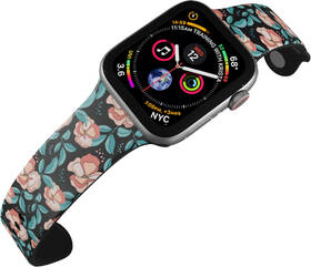 Řemínek Mi-Band na Apple Watch 42/44/45/49 mm - motiv Červené květiny, černý 

 obrázek produktu 3 z 3