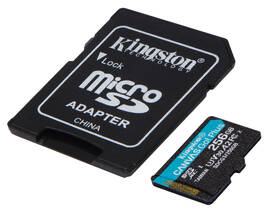 Paměťová karta Kingston MicroSDXC 256 GB UHS-I U3 (170R/90W) + adaptér 

 obrázek produktu 1 z 2