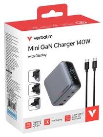 Cestovní adaptér Verbatim Mini GaN LCD, 3x USB-C PD 140 W, 1x USB-A QC 3.0, černá černý

 obrázek produktu 8 z 8