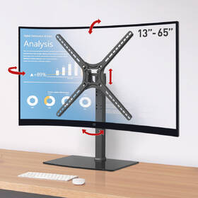Stojan pro TV Barkan S320B, stolní, polohovatelný, pro úhlopříčku 13" až 65", nosnost 36 kg černý

 obrázek produktu 2 z 8