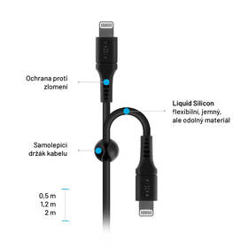 Kabel FIXED Liquid silicone USB-C/Lightning s podporou PD, MFi, 1,2m černý

 obrázek produktu 4 z 7