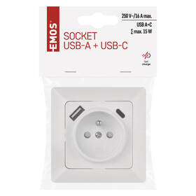 Zásuvka EMOS jednonásobná s USB-A a USB-C bílá

 obrázek produktu 7 z 8