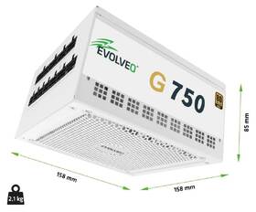 Zdroj Evolveo G750 White 750W 80+ Gold, ATX 3.1 bílý

 obrázek produktu 8 z 11