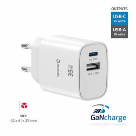 Nabíječka do sítě Swissten EDGE GaN 1x USB-C PD 35W/1x USB-A 18W QC bílá

 obrázek produktu 3 z 7