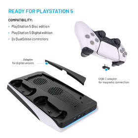 Dokovací stanice FIXED pro PlayStation 5 s chlazením a nabíjením pro dva ovladače DualSense černá/bílá

 obrázek produktu 2 z 10