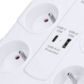 Přepěťová ochrana Solight 8x zásuvka, USB A+C, 2m bílá

 obrázek produktu 2 z 6