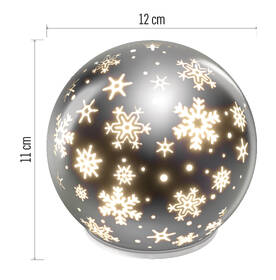 LED dekorace EMOS skleněná koule – vločky, 12 cm, 3x AA, vnitřní, teplá bílá, časovač 

 obrázek produktu 8 z 9