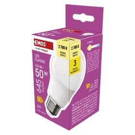Žárovka LED EMOS Classic, E27, 5,8W, teplá bílá 

 obrázek produktu 3 z 3