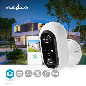 IP kamera Nedis SmartLife Wi-Fi, Full HD 1080p, IP65, bateriová bílá barva
