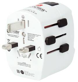 Cestovní adaptér SKROSS PRO Light USB World, UK+USA+Austrálie/Čína, 2x USB-A, vč. adaptéru 
