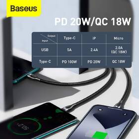 Kabel Baseus Flash Series 3v2, USB/USB-C na MicroUSB/Lightning/USB-C 100W, 1,2m černý

 obrázek produktu 5 z 6