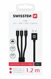 Kabel Swissten 3v1, USB/2x USB-C, Lightning, 1,2 m černý

 obrázek produktu 2 z 2