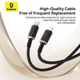 Kabel Baseus Dura USB-C/Lightning, 20W, 2m černý/zlatý

 obrázek produktu 10 z 16