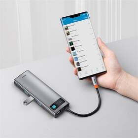 USB Hub Baseus Metal Gleam Series 9v1 HUB USB-C (USB-C PD 100W, 3x USB 3.0, HDMI, VGA, RJ45, SD/TF port) šedý

 obrázek produktu 8 z 10