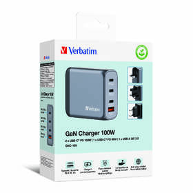 Cestovní adaptér Verbatim GNC-100 GaN 100W, 3x USB-C PD 100/65W, 1x USB-A QC 3.0 stříbrný

 obrázek produktu 6 z 6