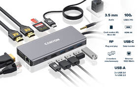 Dokovací stanice Canyon DS-12 13v1, PD 100W šedá

 obrázek produktu 5 z 10