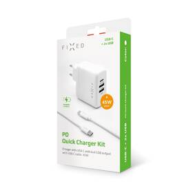 Nabíječka do sítě FIXED USB-C PD, 2x USB 2.0, 45W + USB-C kabel 1m bílá

 obrázek produktu 2 z 2