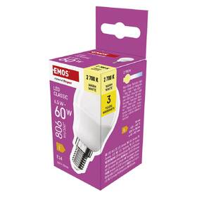 Žárovka LED EMOS Classic Mini Globe, 6,5 W, 806lm, E14, teplá bílá 

 obrázek produktu 5 z 13