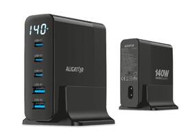 Nabíječka do sítě Aligator GaN Power Station 140W, 3× USB-C, 2× USB-A černá

 obrázek produktu 4 z 7