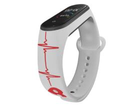 Řemínek Mi-Band na Xiaomi Mi Band 3/4 - motiv EKG, bílý 

 obrázek produktu 2 z 3