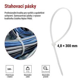 Stahovací pásky EMOS 300×4,8MM, 100KS bílé

 obrázek produktu 6 z 10