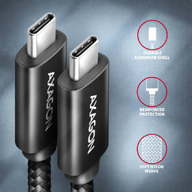 Kabel Axagon NewGEN+ kabel USB-C / USB-C, 1m, PD 100W, 8K HD, pletený černý

 obrázek produktu 2 z 7