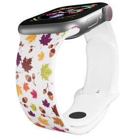 Řemínek Mi-Band na Apple Watch 42/44/45/49 mm - motiv Spadané listí, bílý 

 obrázek produktu 2 z 3