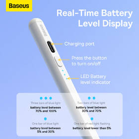 Stylus Baseus Smooth Writing 2 s LED indikátory stavu baterie bílý

 obrázek produktu 9 z 16