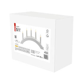 LED dekorace EMOS svícen na 5x žárovičku E10 dřevěný bílý, oblouk, 20x38 cm, vnitřní, teplá bílá 

 obrázek produktu 4 z 5
