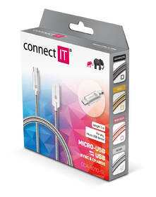 Kabel Connect IT Wirez Steel Knight USB/micro USB, ocelový, opletený, 1m stříbrný

 obrázek produktu 2 z 3